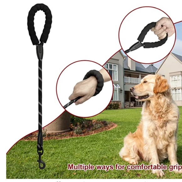 NEW 5FT Heavy Duty Dog Leash Padded Handle and Highly Reflective Threads Black - Picture 7 of 7